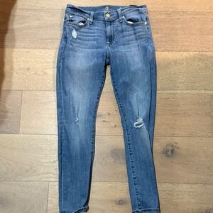 7 For All Mankind Blue Distressed Women Jeans